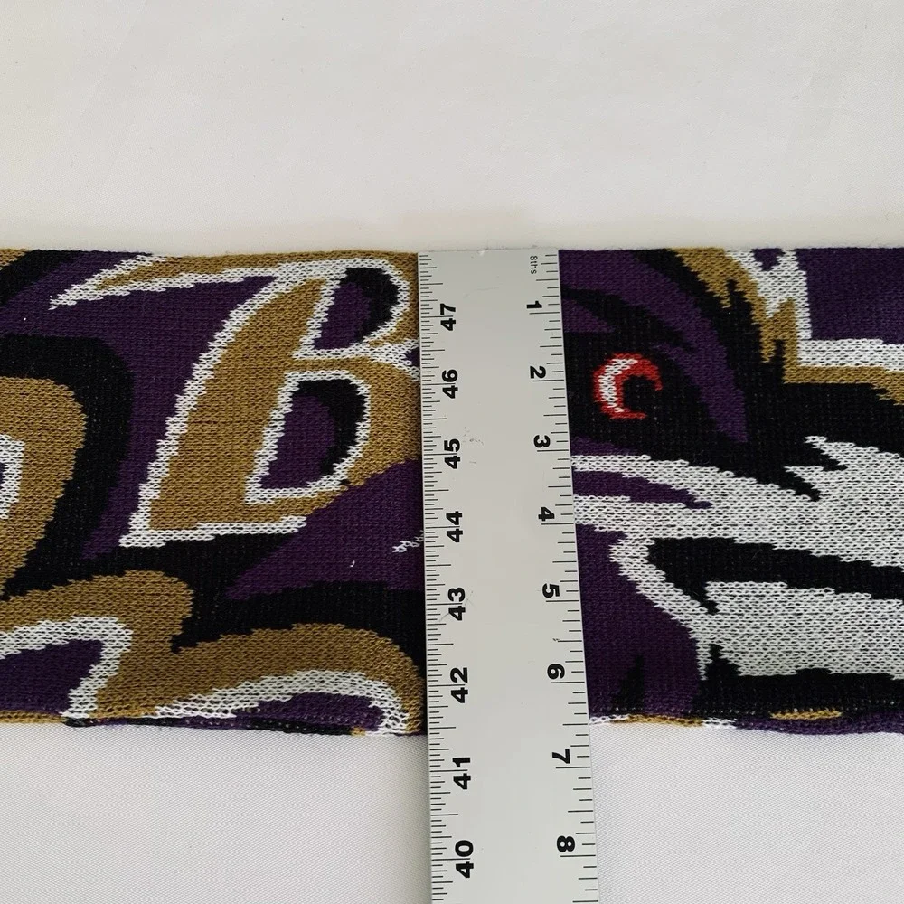 Baltimore Ravens Scarf Knit Fringe Purple Black NFL Football Fans Warm‎ Winter